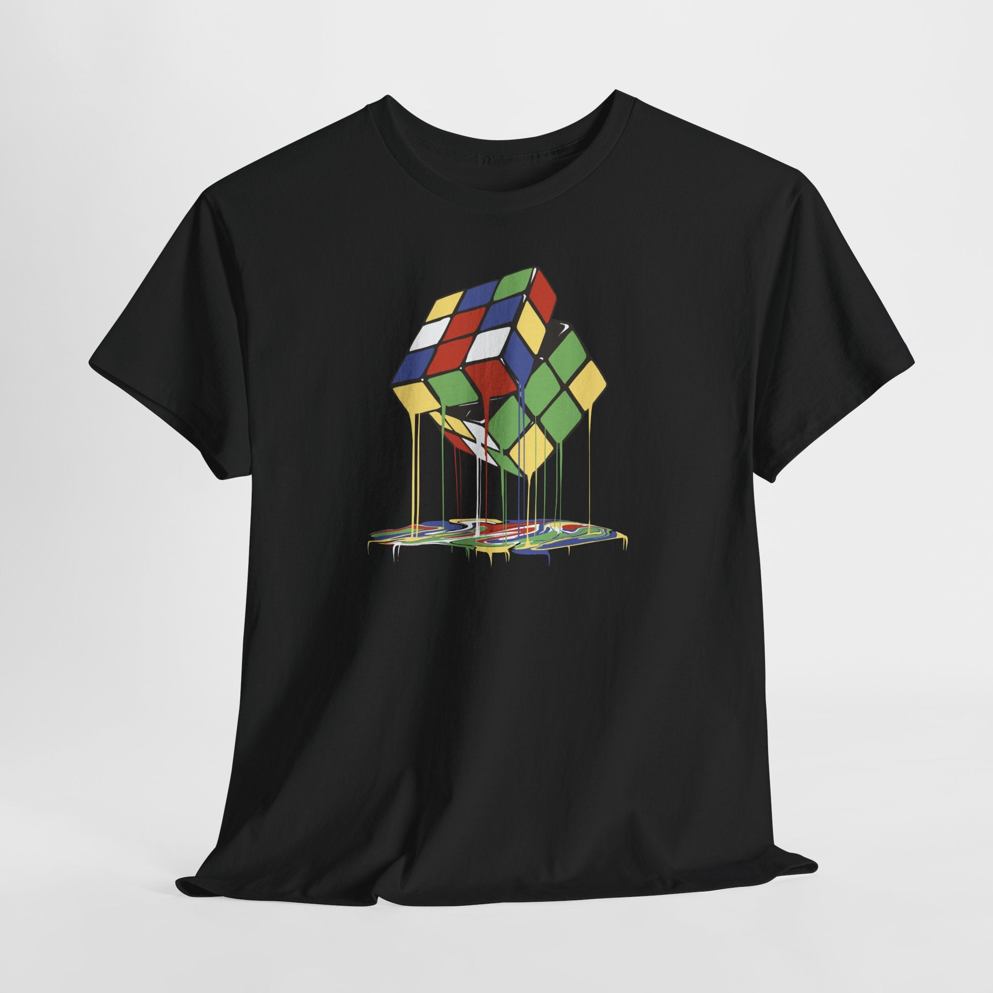 Melting Cube T-Shirt – Schmelzender Farbwürfel Zauberwürfel im Retro Art Style